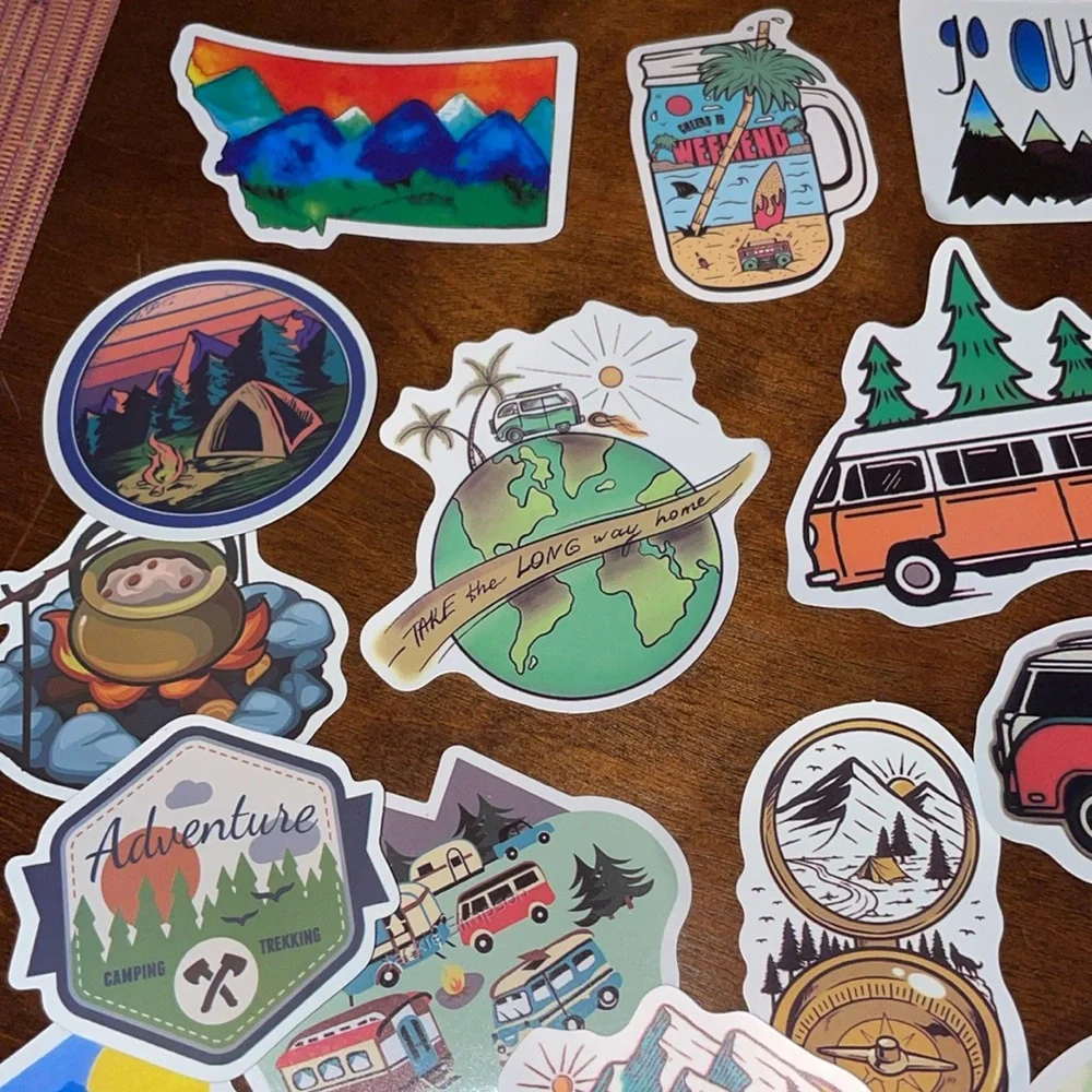 Stickers Lot of 25 VW Camping Hiking Travel Water Bottle Assortment
